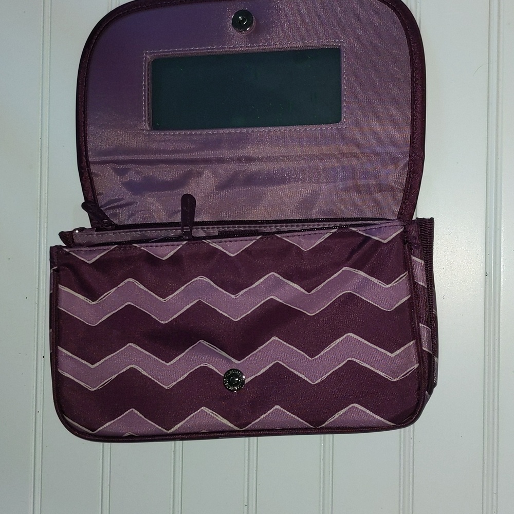 Thirty One Purple Chevron Print Multi Pocket Jewelry Organizer Travel Bag - Picture 3 of 8